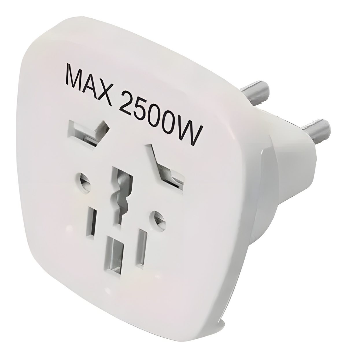Adaptador Multiformato 2500W Salida Schuko Blanco