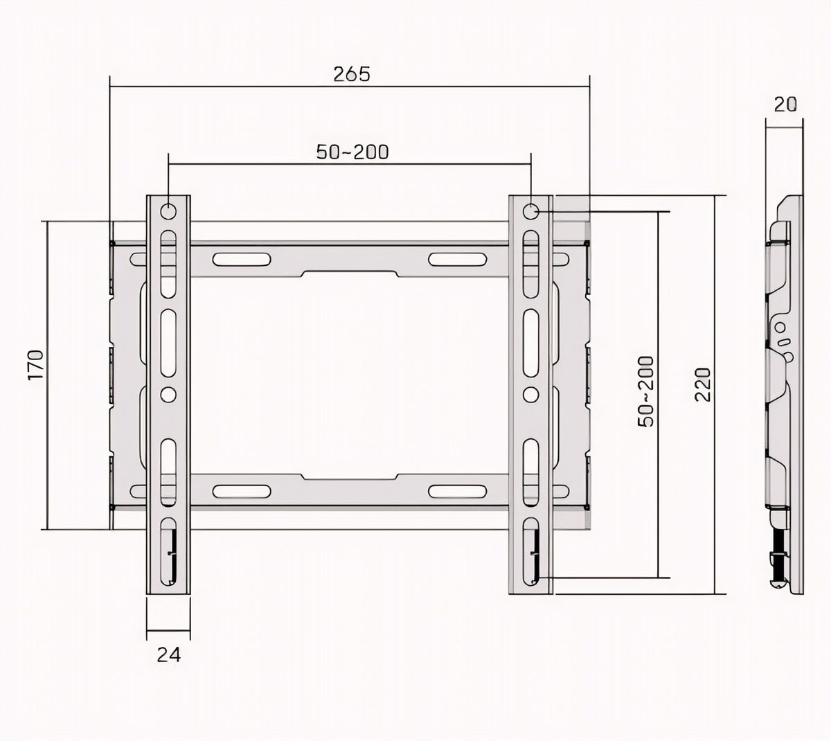 Soporte De Pared Para TV Hasta 43" 45Kg Fijo Perfil Bajo Negro
