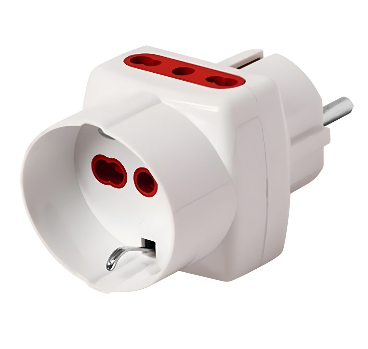 Adaptador De Corriente Schuko + 2x3l A Schuko Blanco