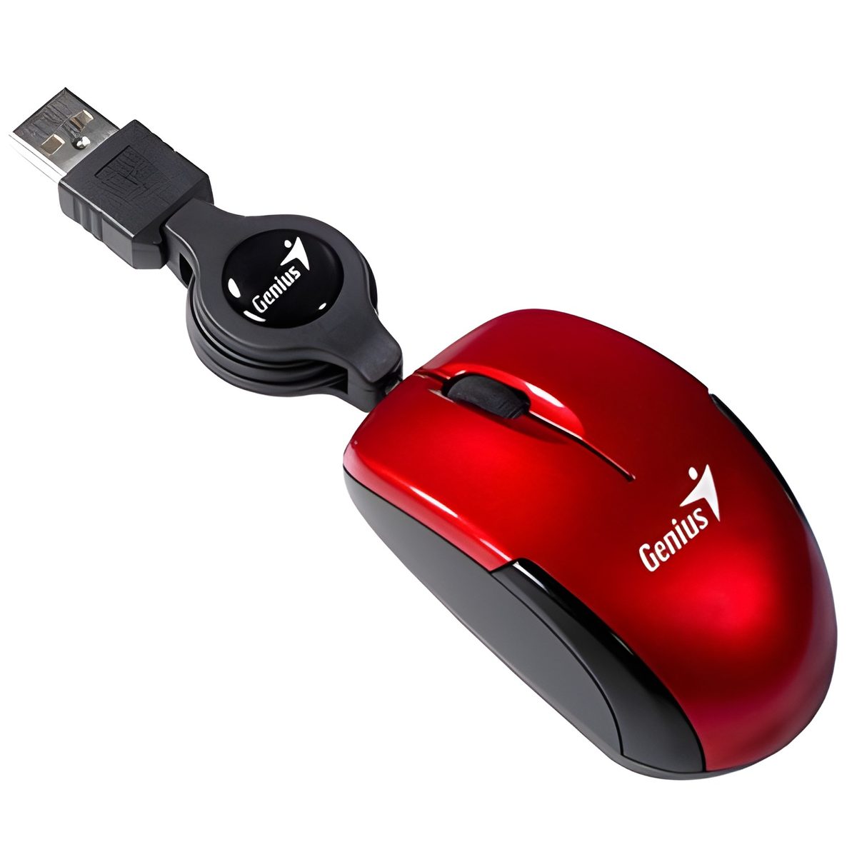 Ratón Cableado Retráctil USB 1200dpi Rojo