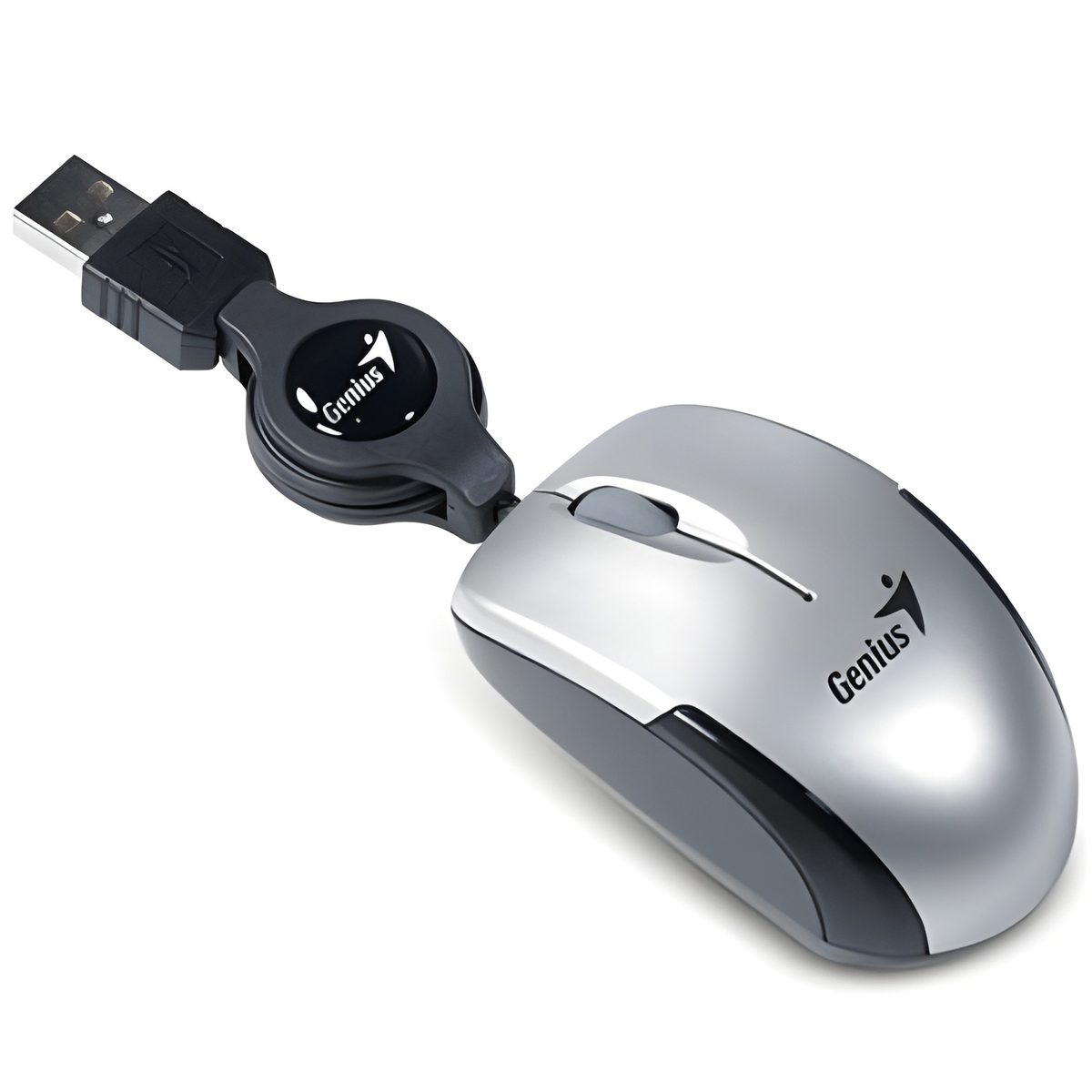 Ratón Cableado Mini Retráctil USB 1200dpi Plateado
