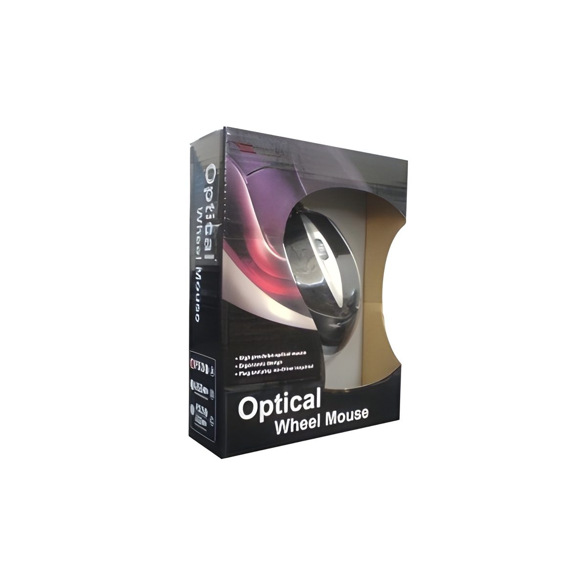 Mouse Óptico Cableado USB 800 Dpi Negro Y Plateado