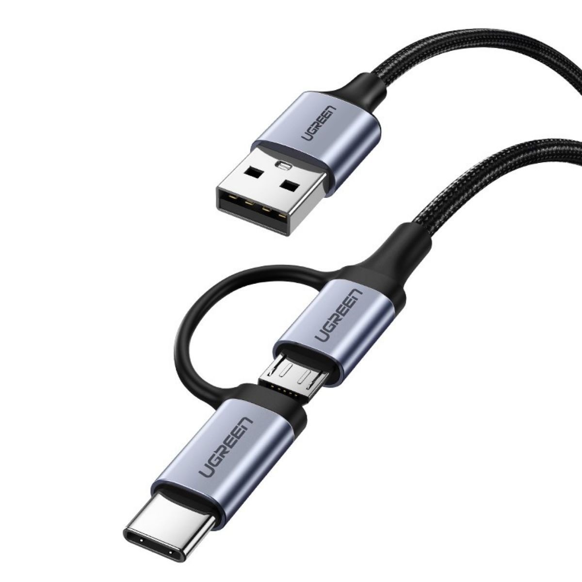 Cable USB-A A Micro USB + USB-C 1m