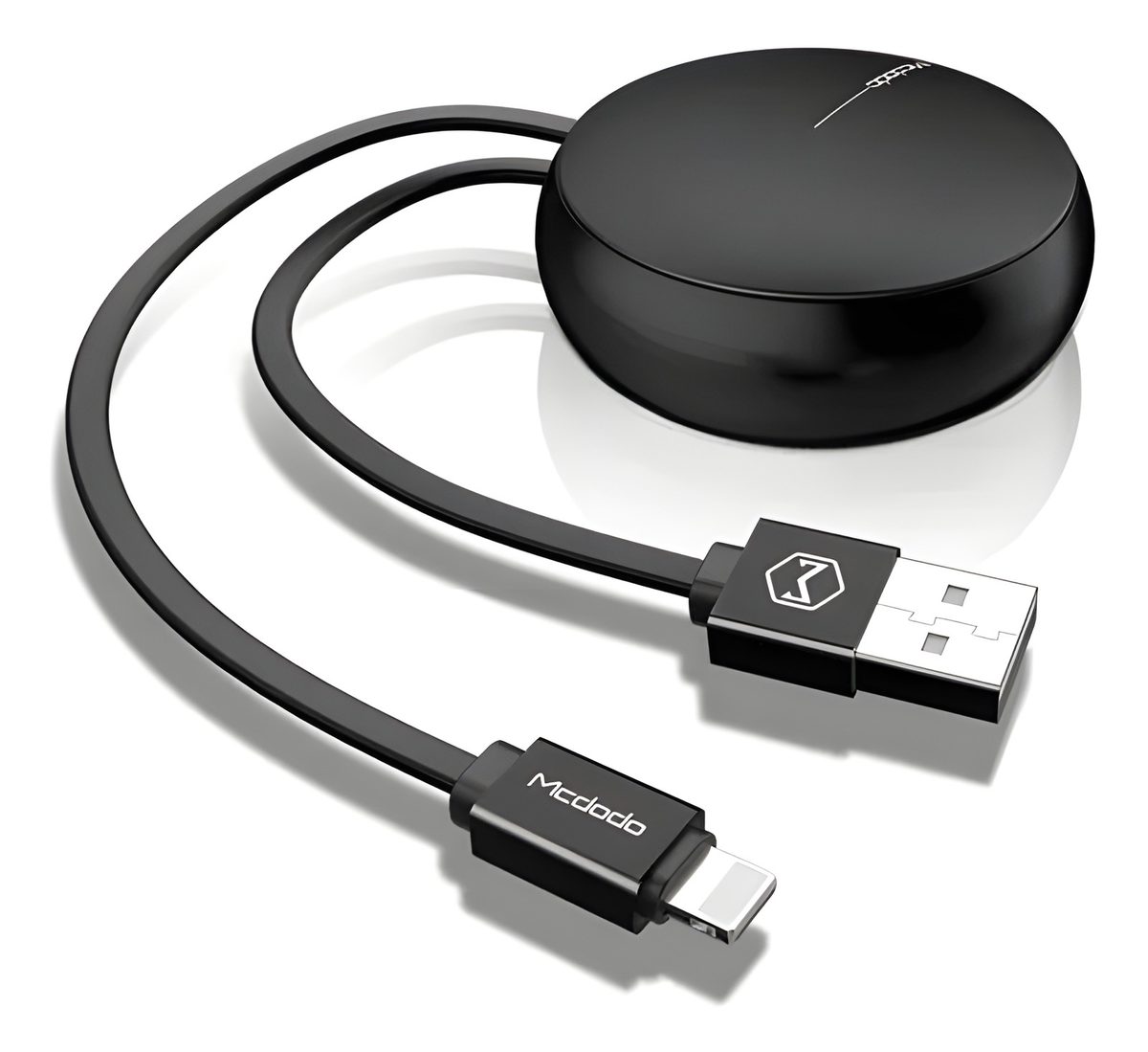Cable Retráctil USB-A Lightning 90cm Negro