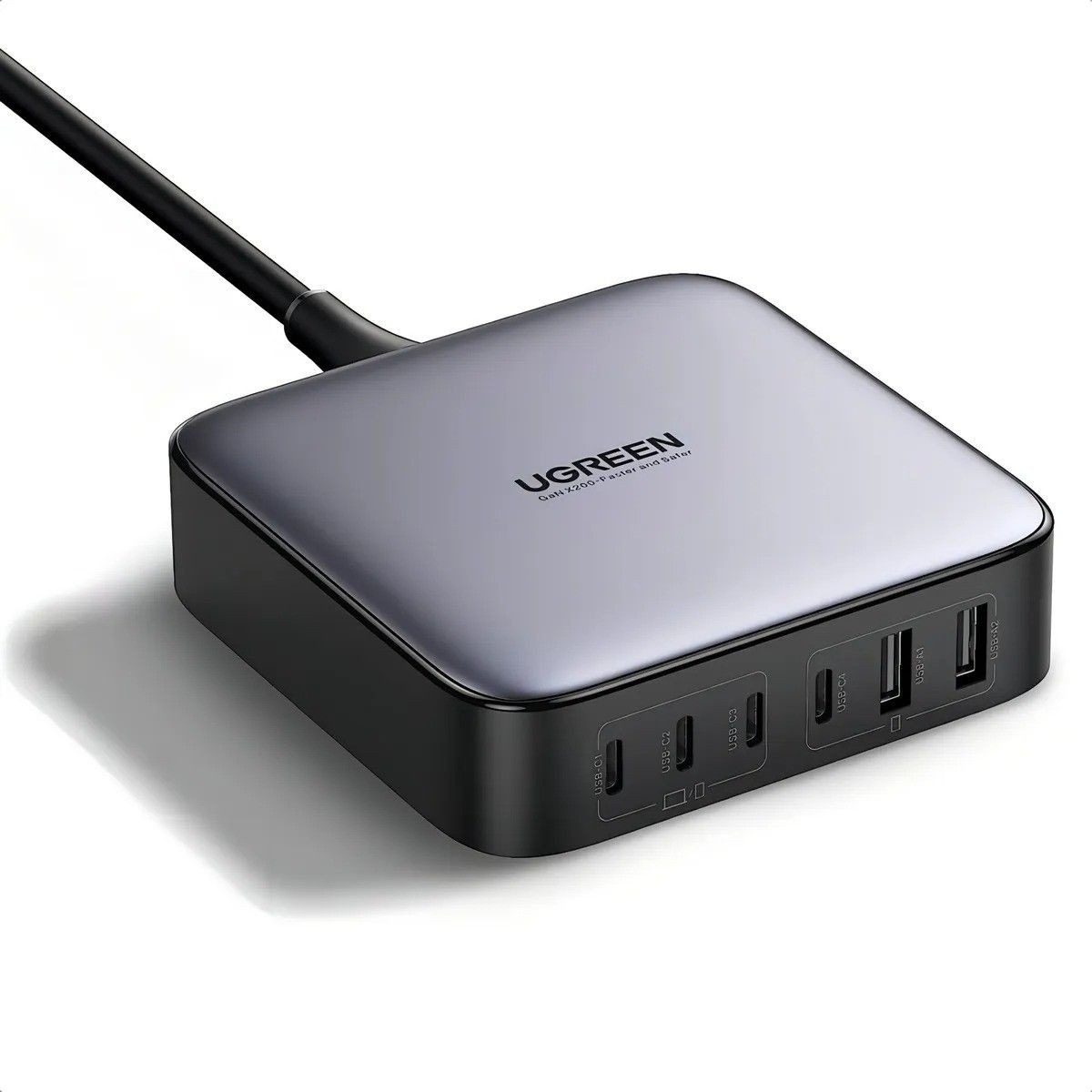 Cargador De Pared 200W 4 Puertos USB-C + 2 Puertos USB-A Gan