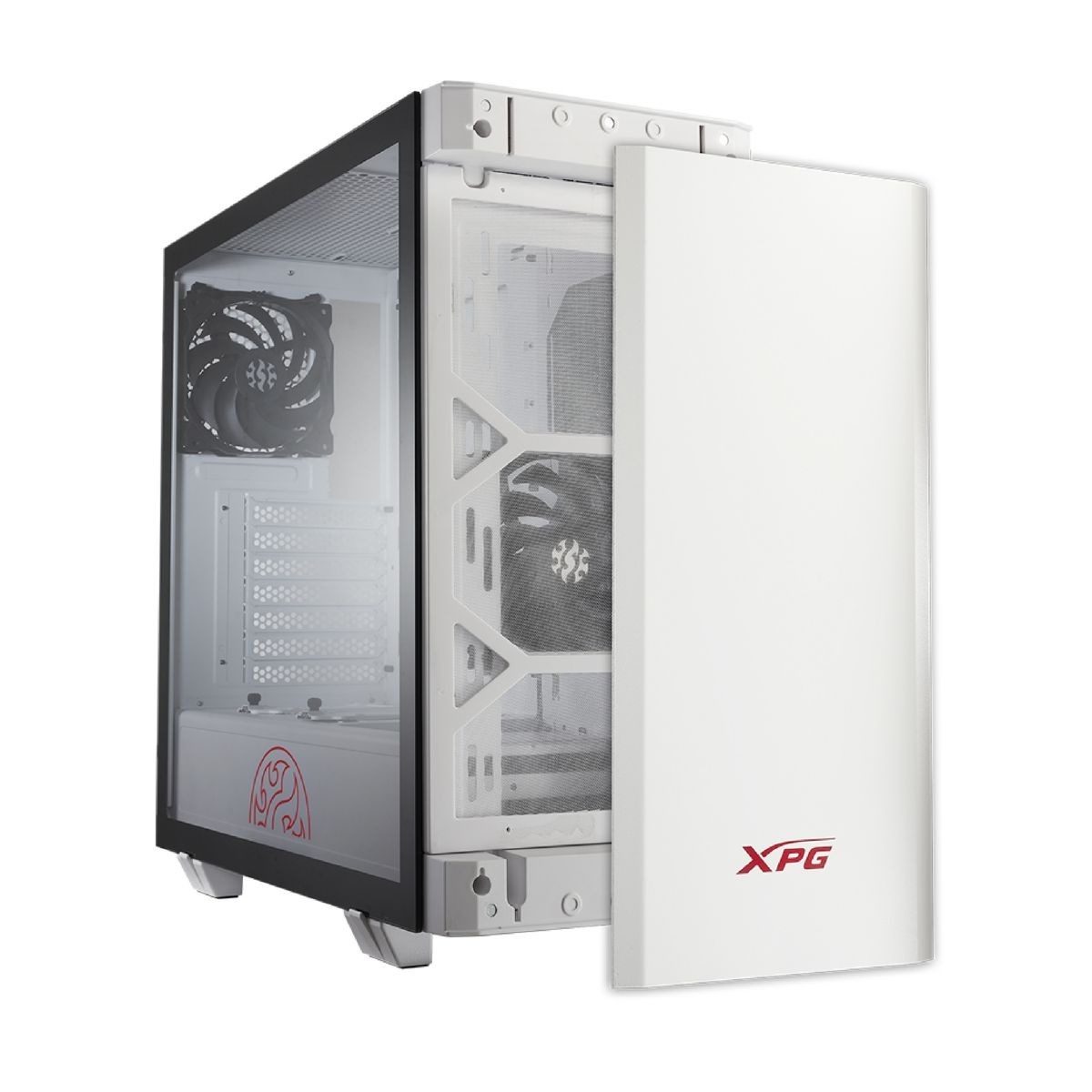 Gabinete PC Mid-Tower Mini-Itx Blanco Vidrio Templado 2 Ventiladores Argb