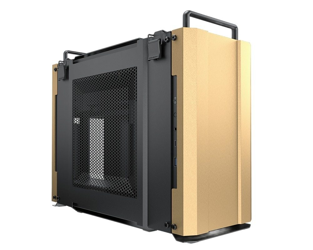 Gabinete Mini-Itx Dorado Con 2 Ventiladores De 120mm