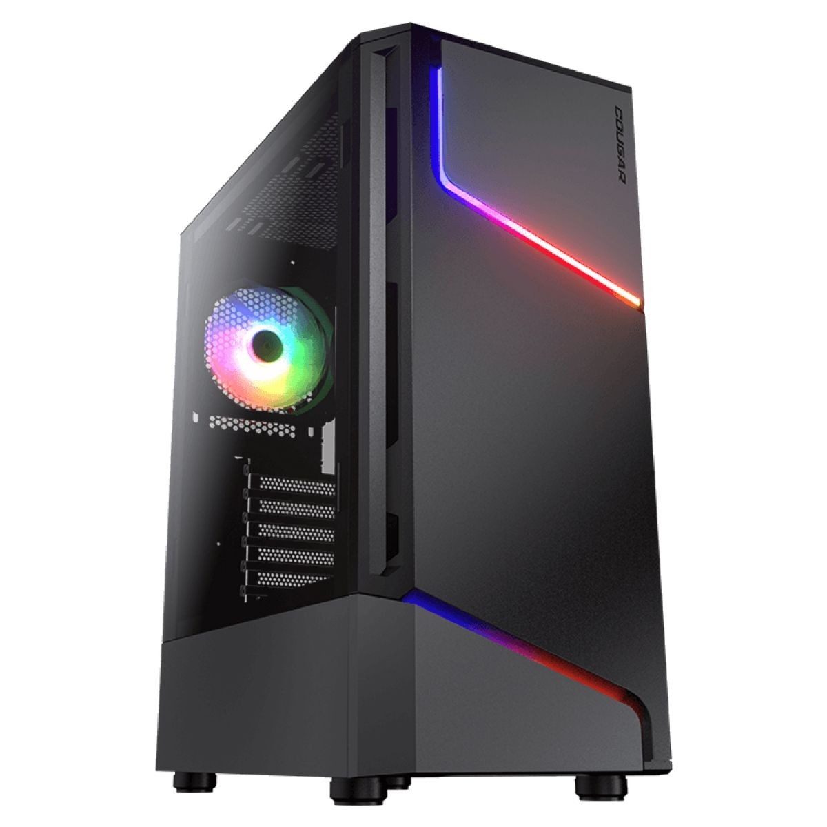 Gabinete PC Mid-Tower Atx Negro Y Plateado Con Iluminación Argb