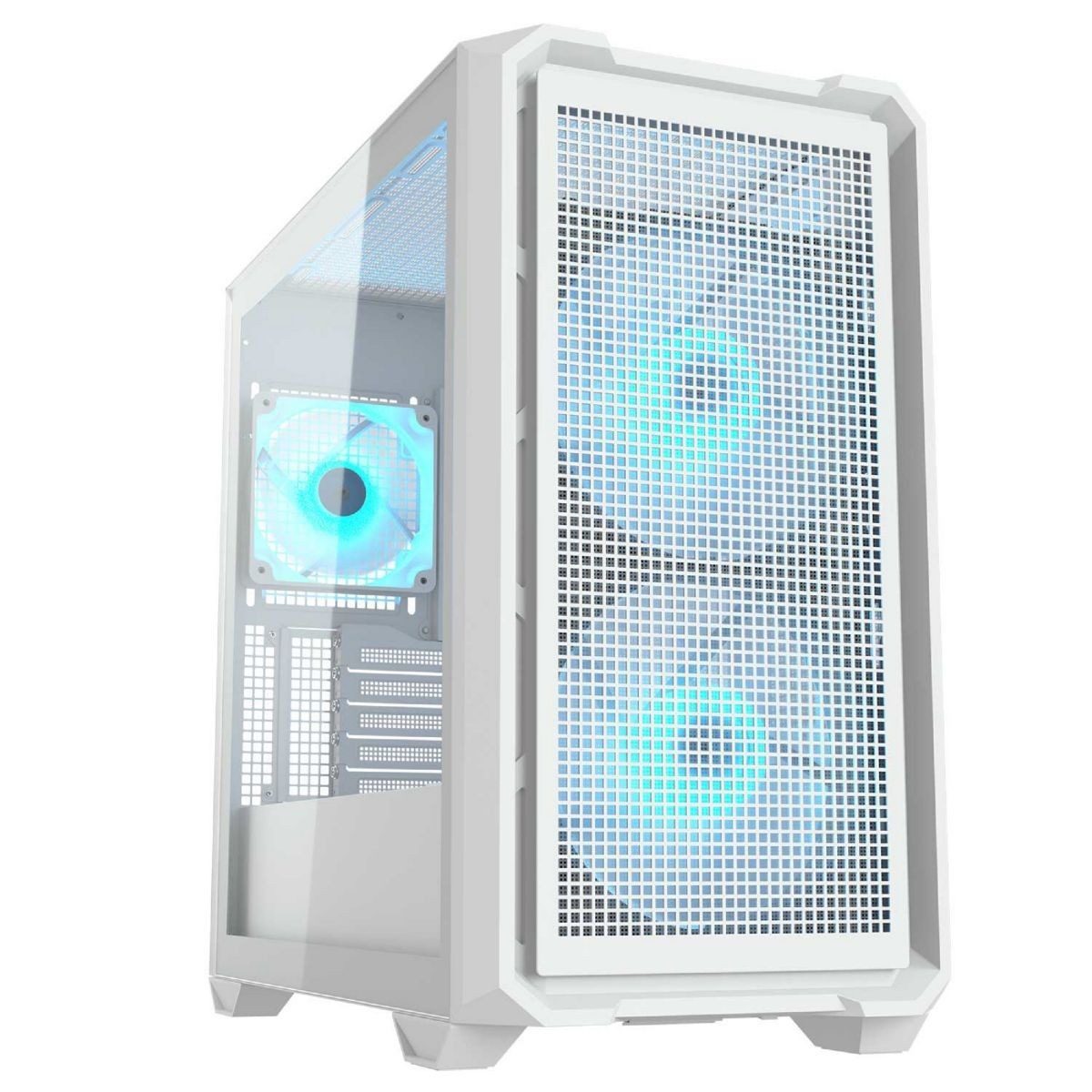 Gabinete PC Mini Tower Micro Atx Blanco Vidrio Templado 2 Ventiladores Rgb