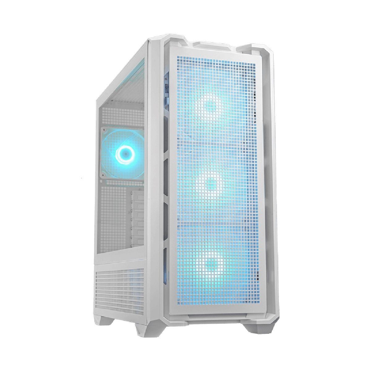 Gabinete Atx Full-Tower Blanco Con Vidrio Templado Y 3 Ventiladores Argb 140 mm