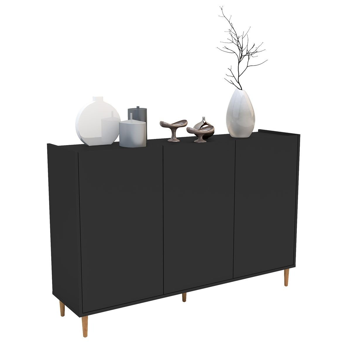 Aparador Negro 35x136cm H90cm Mdp