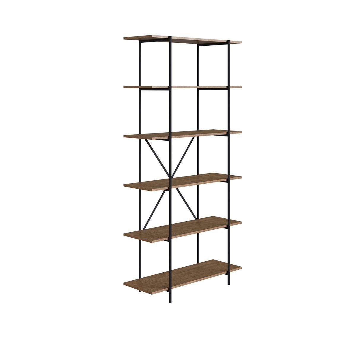 Estantería Acero Y Mdp 33x90x180 cm Negro/Madera