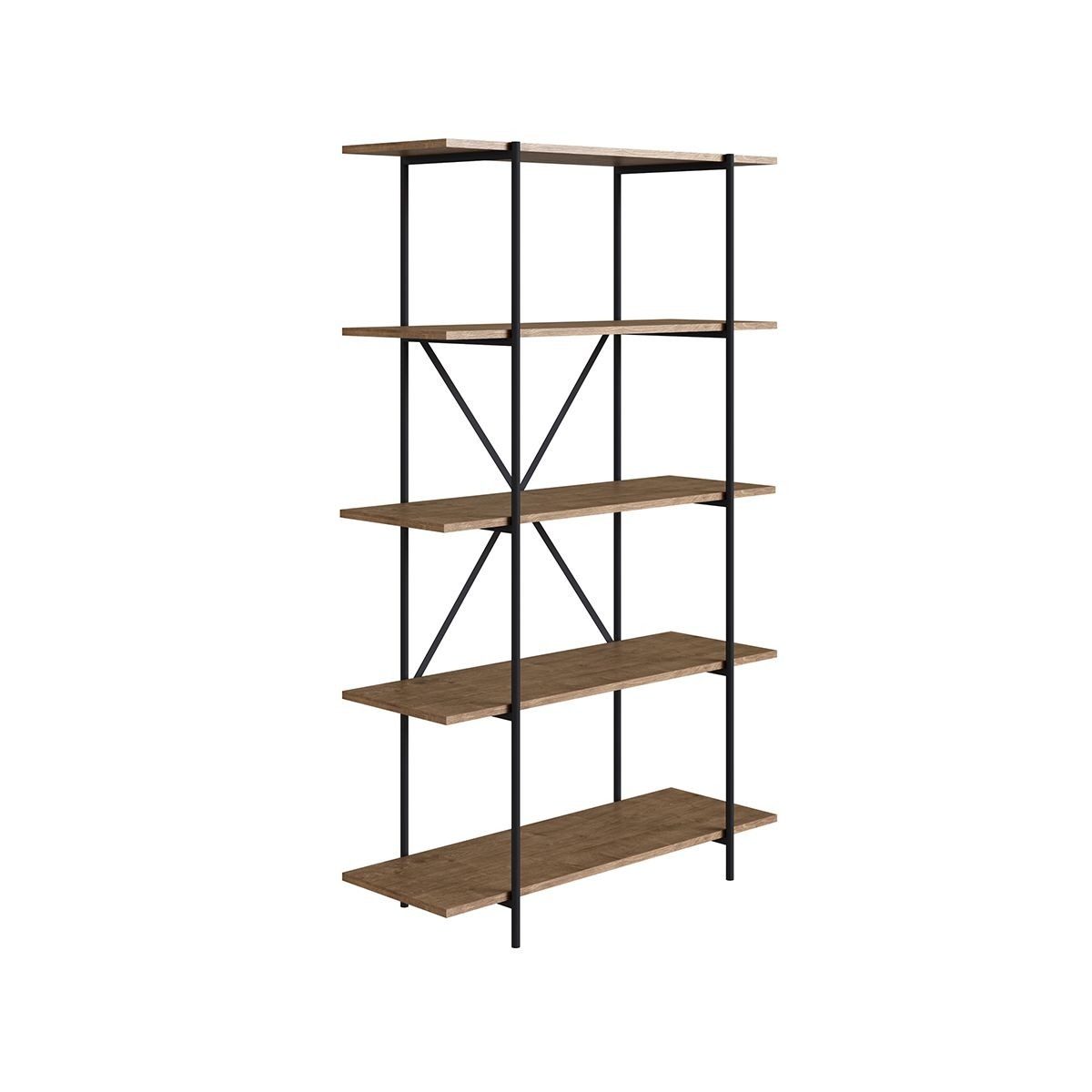 Estantería Acero/MDP 33x90x146cm Negro/Madera