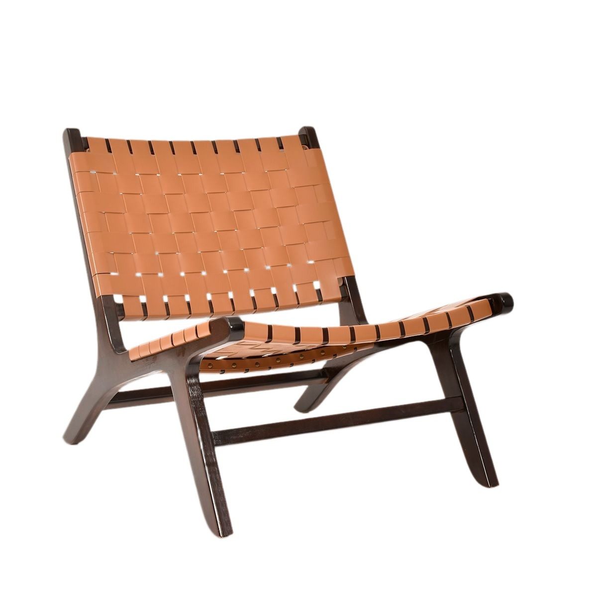 Silla Baja Marrón De Rubberwood Y Pu
