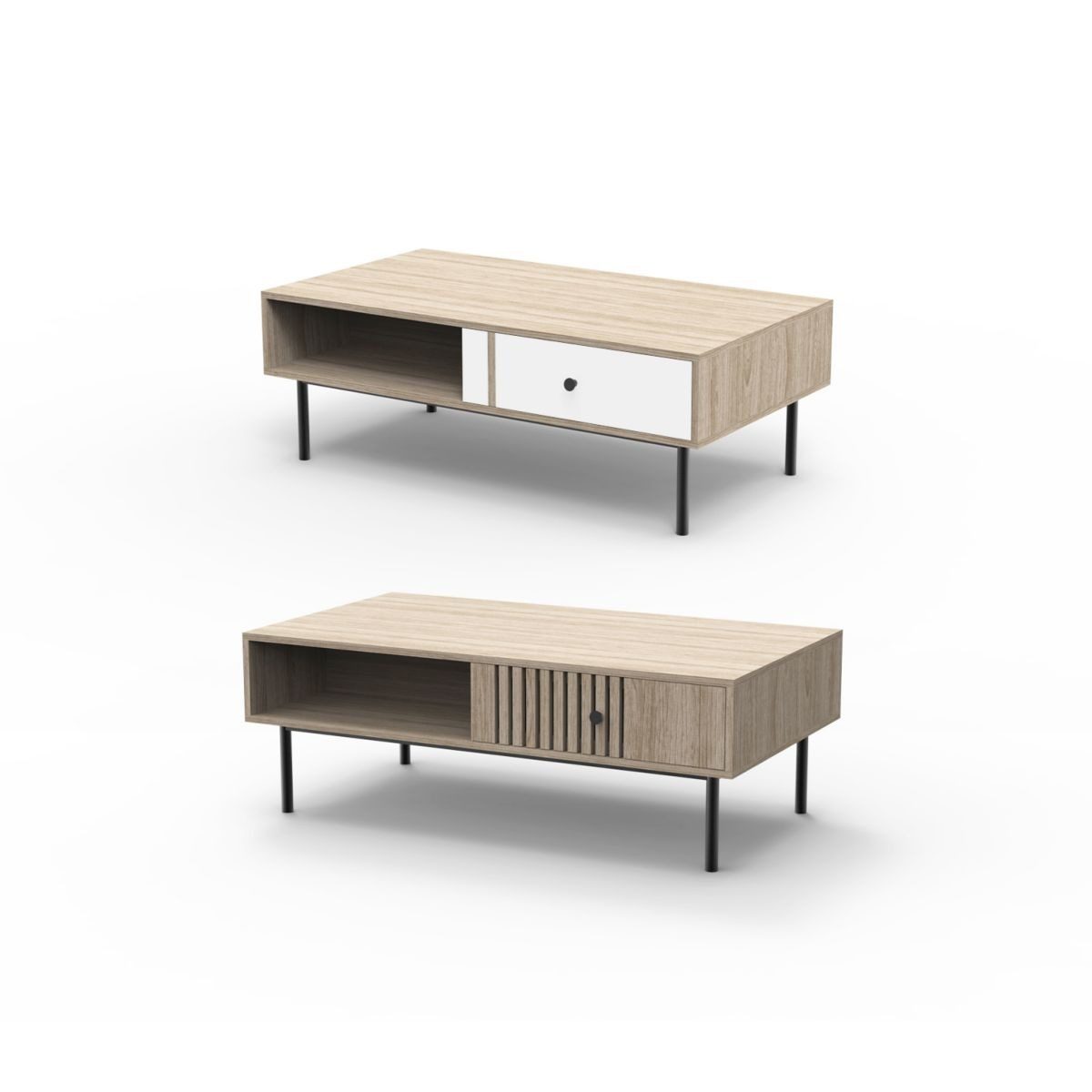 Mesa Ratona 120x60x40cm Madera/Blanco/Negro