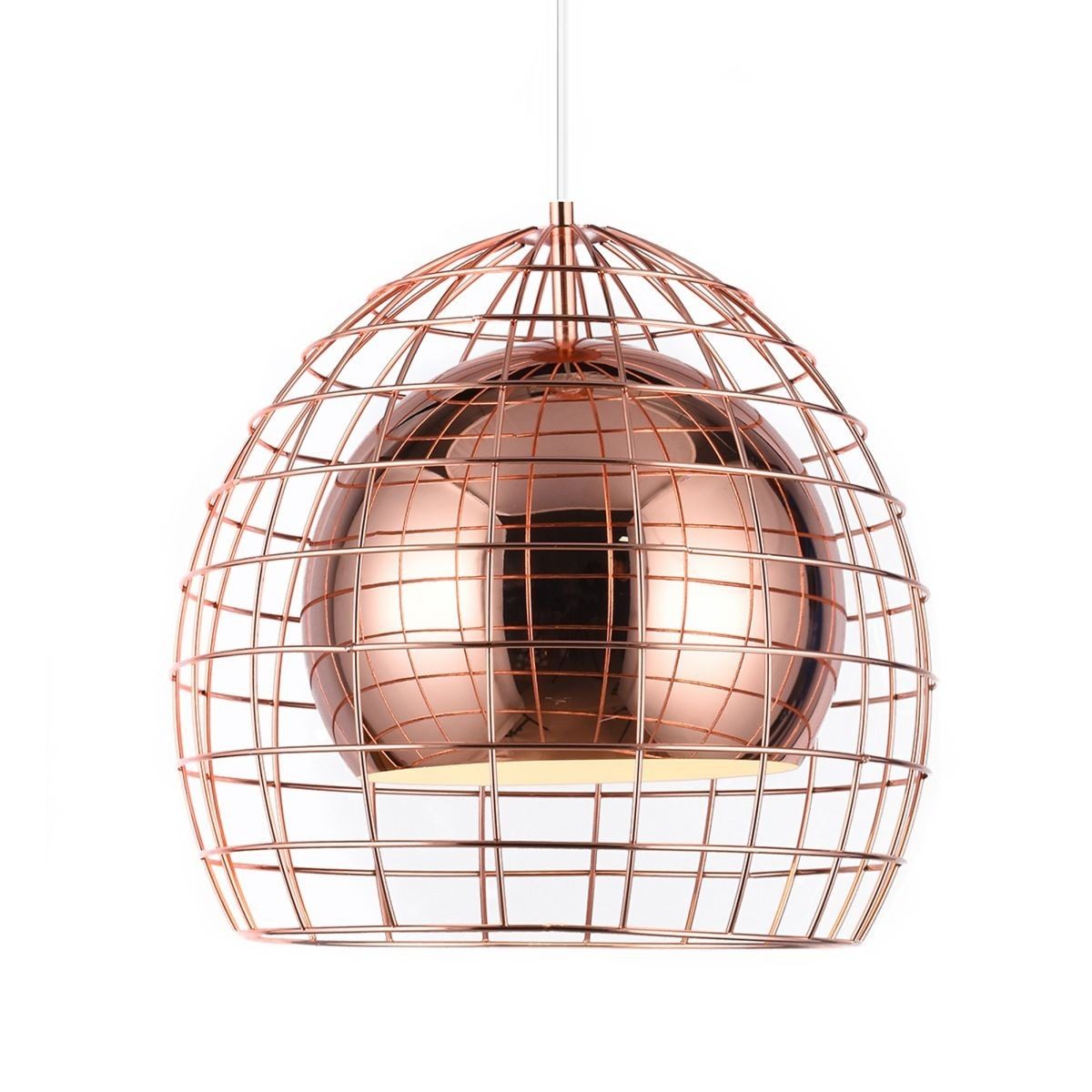 Luminaria Ovo Cage Cobre Ø35cm H=35cm