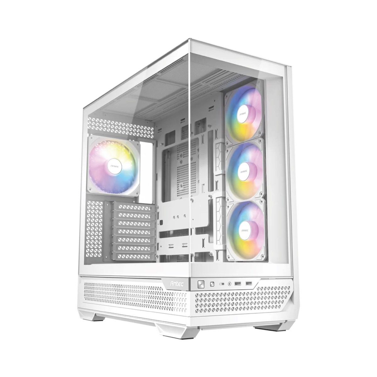 Gabinete PC Mid Tower Atx Blanco Vidrio Templado Ventiladores Argb