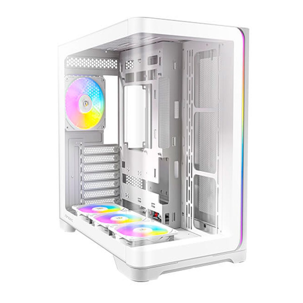 Gabinete Torre Media Blanco Con Vidrio Templado Y 3 Ventiladores Argb