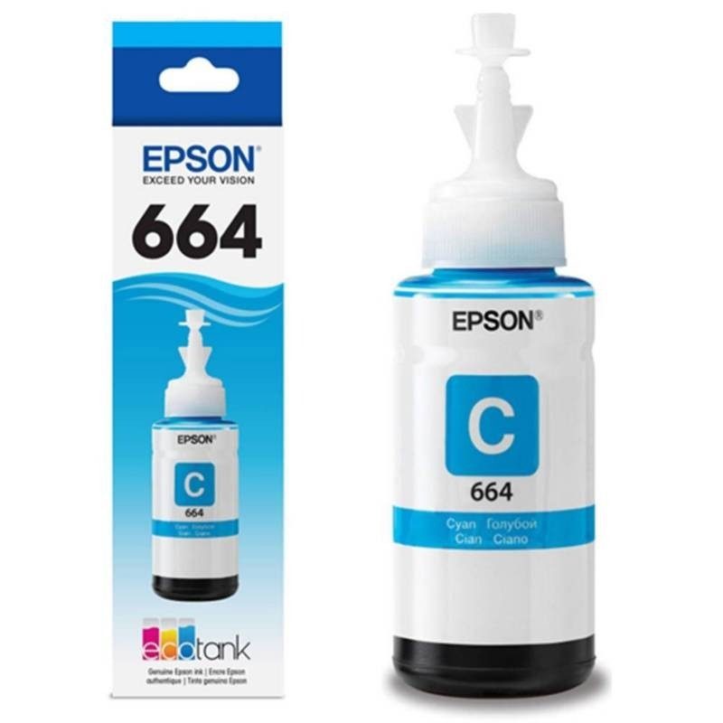 Botella De Tinta Epson T664 Cián