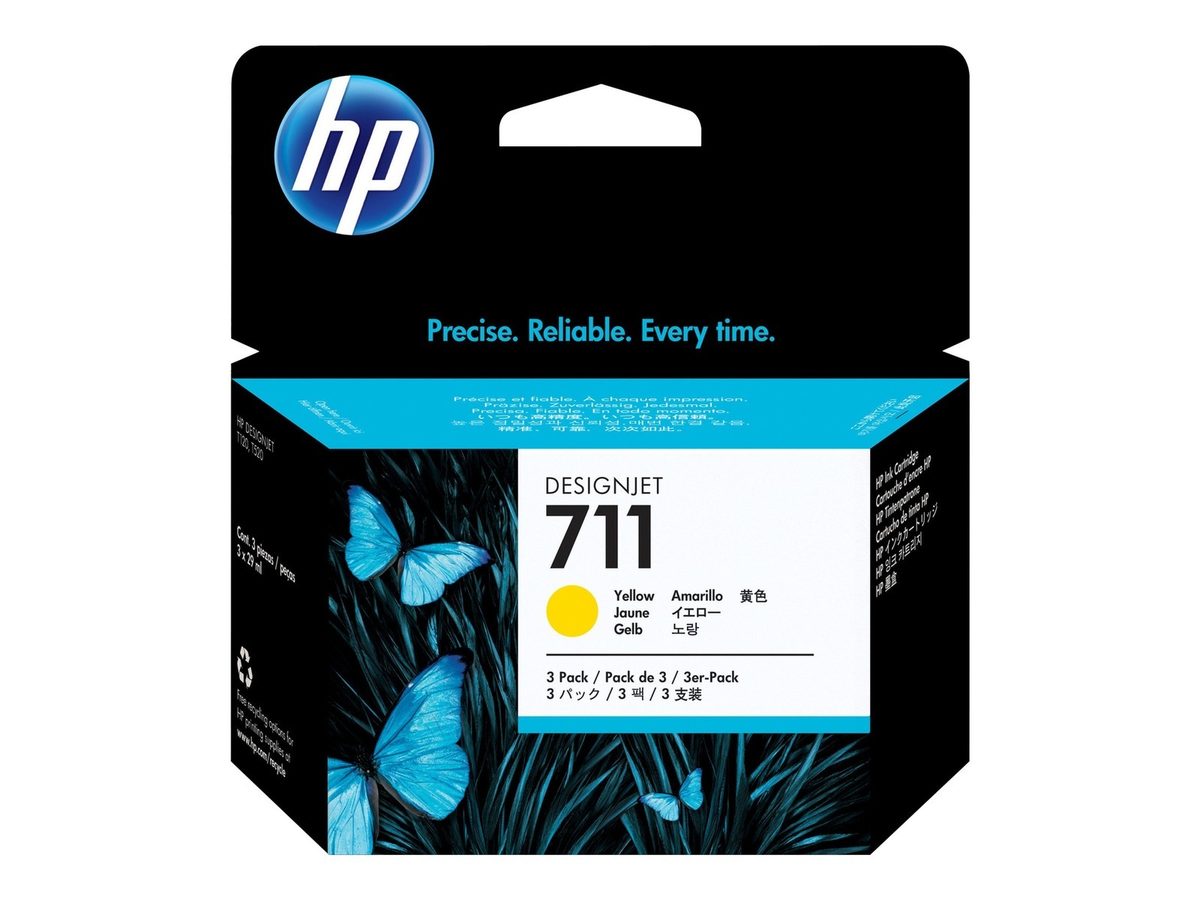 Cartucho De Tinta Hp 711 Amarillo 29 Ml Pack X3 Para Designjet