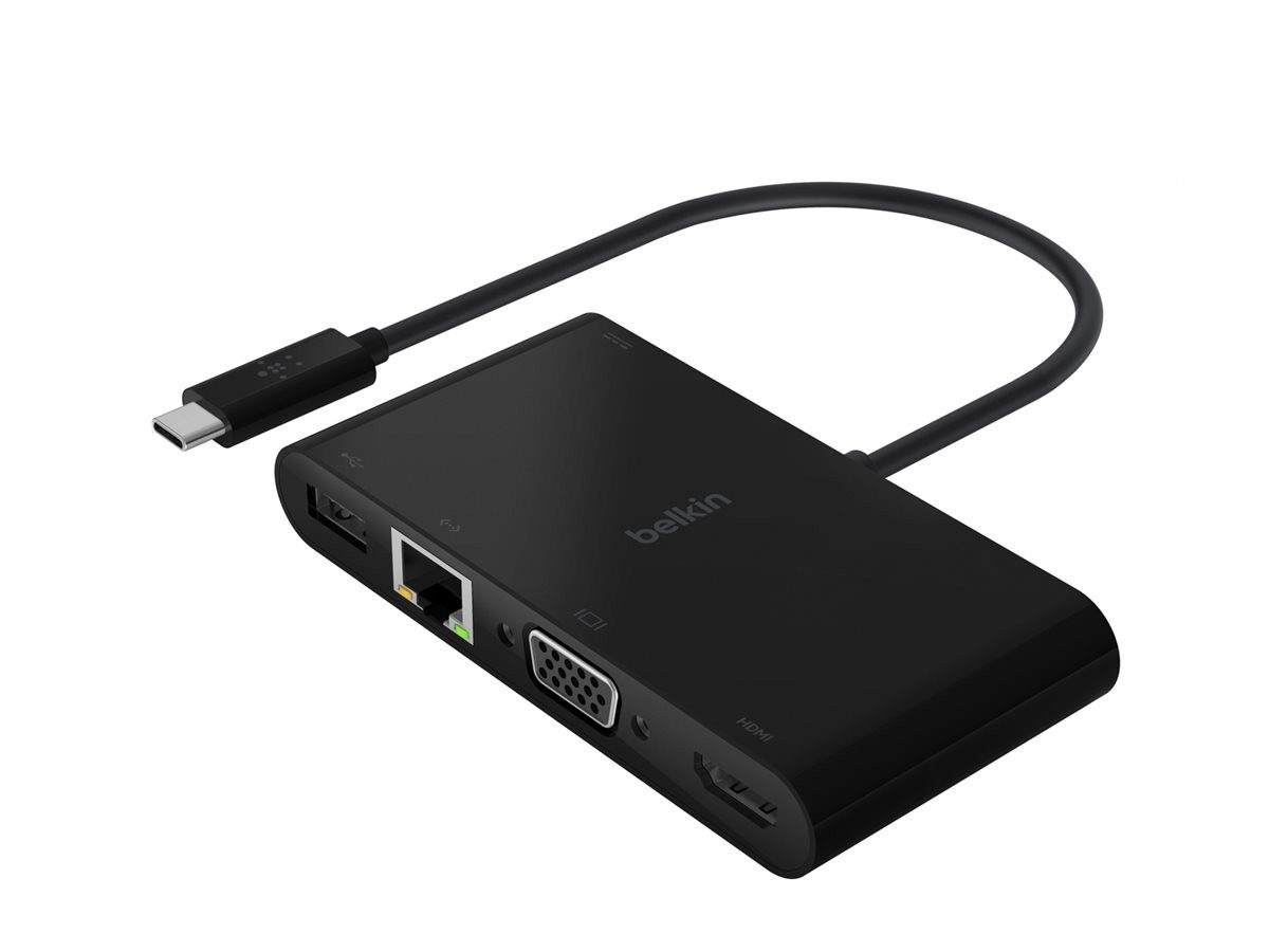 Adaptador USB-C A VGA, HDMI Y Ethernet 1GbE