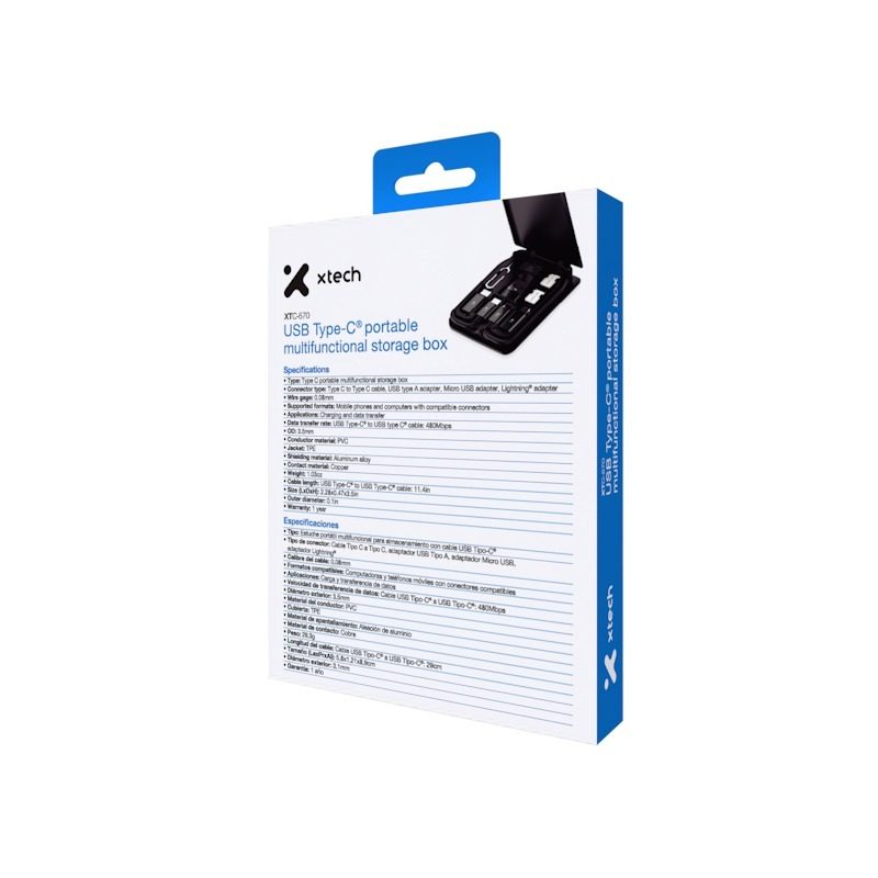 Cable USB-C Con Adaptadores 29cm Negro