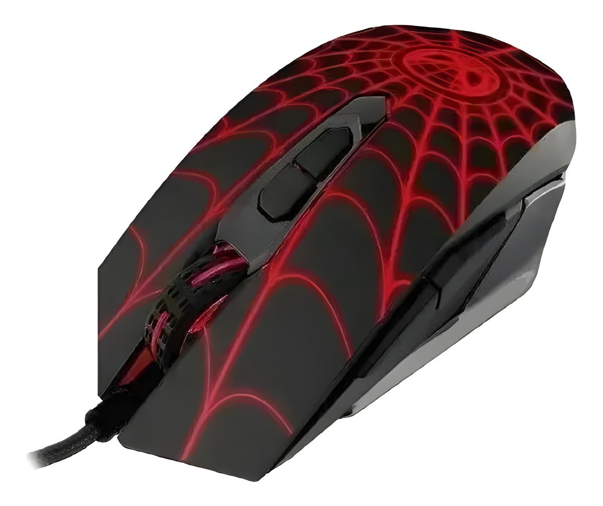 Ratón Cableado USB Negro Y Rojo Gaming Spider-Man