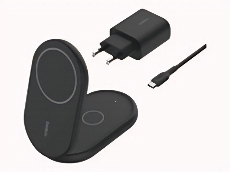 Cargador Inalámbrico 15W Qi2 2 En 1 Plegable Negro