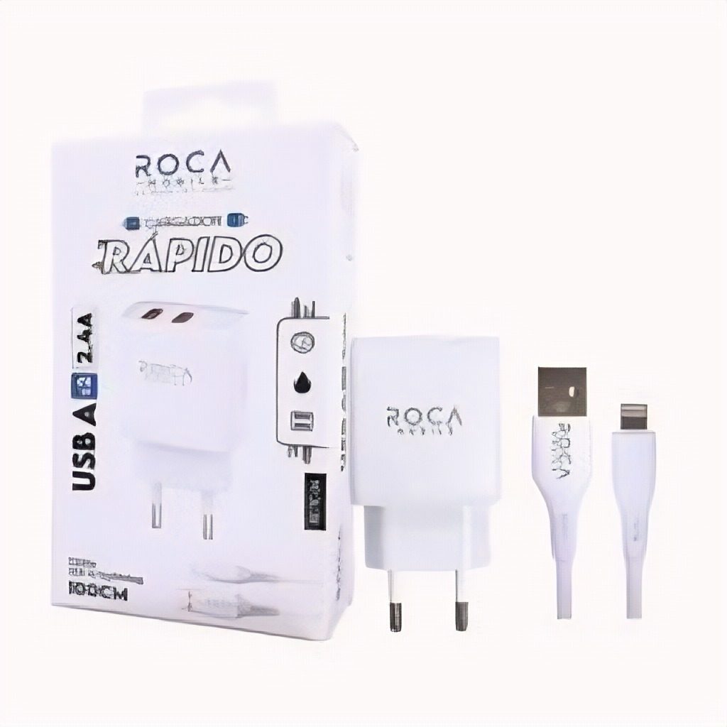 Cargador De Pared 2.4A USB-A Con Cable Lightning 100cm Blanco