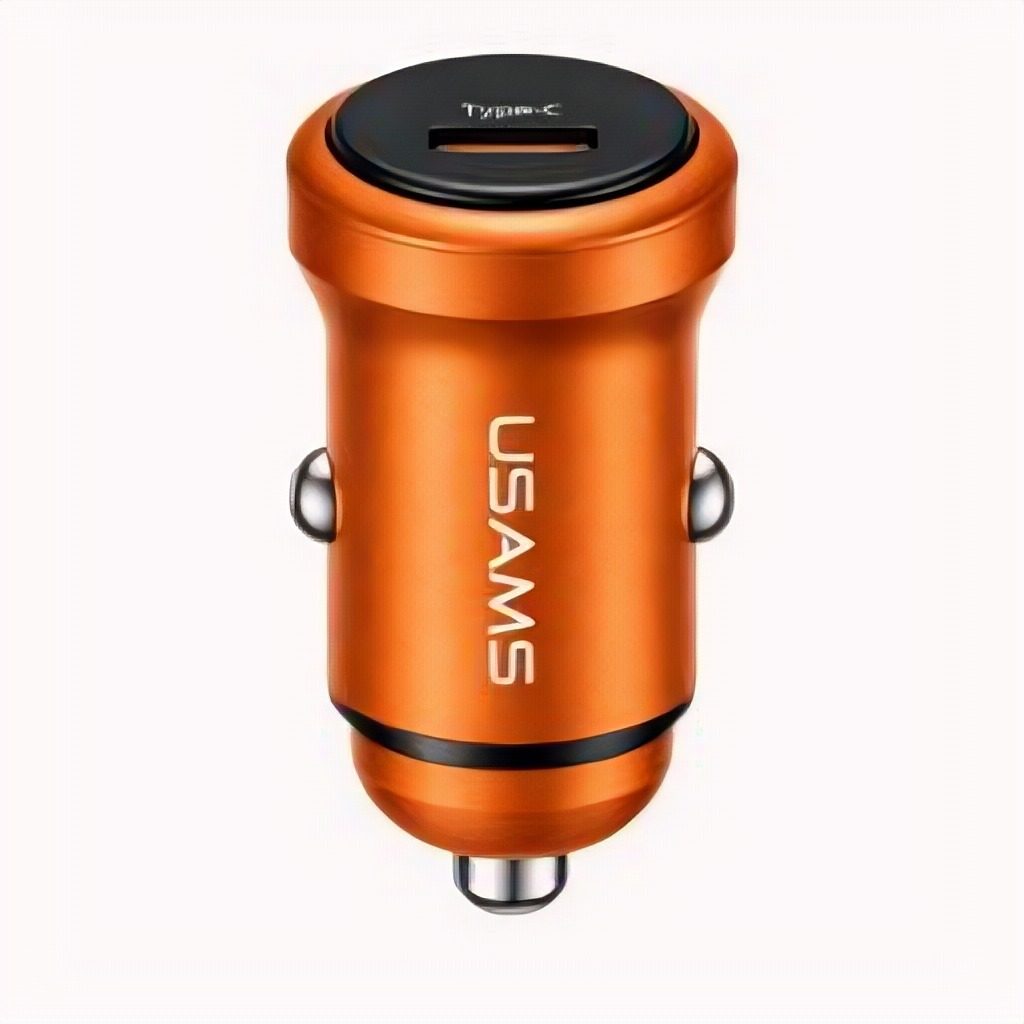 Cargador De Auto USB-C/PD 30W Aluminio Anaranjado