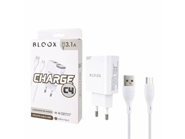 Cargador De Pared USB-A 3A Con Cable USB-C