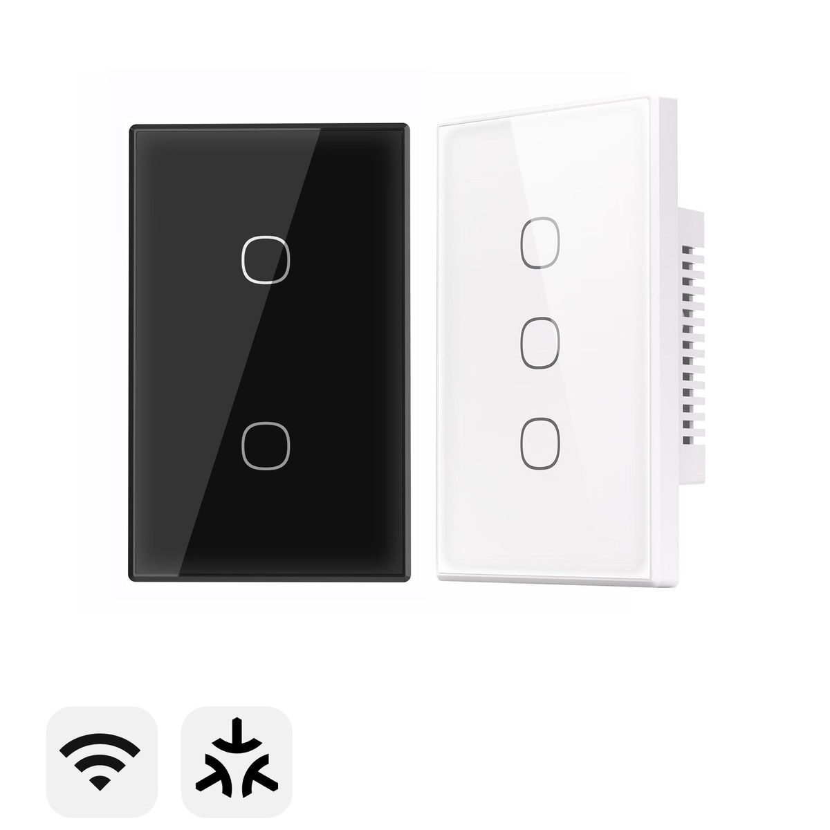 Interruptor 2 Gang Con Panel Táctil Y Vidrio Templado Blanco