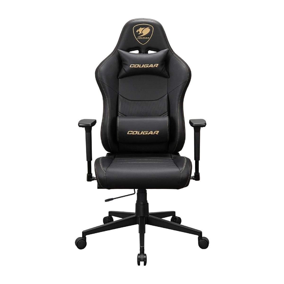Silla Gamer Dorada Cuero Pu Con Reposabrazos 3D