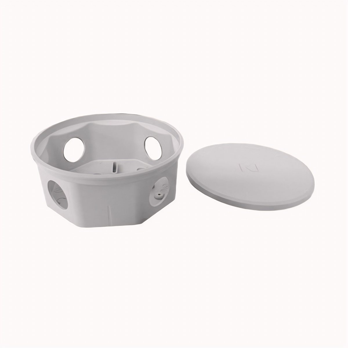 Caja Octogonal 108mm 48mm Con Agujeros Gris