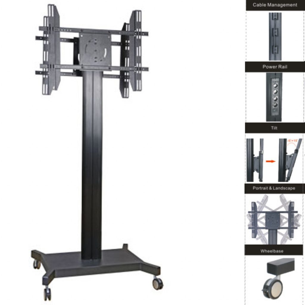 Soporte De Piso Para 2 TV De 30 A 60" Con Ruedas 100Kg