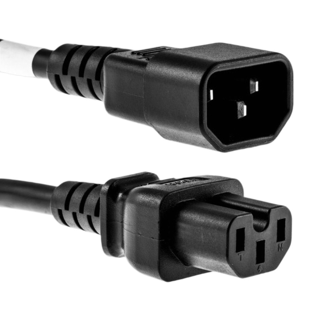 Cable De Poder Macho/Hembra C14/C15 3x1 Mm² Certificado 2 M