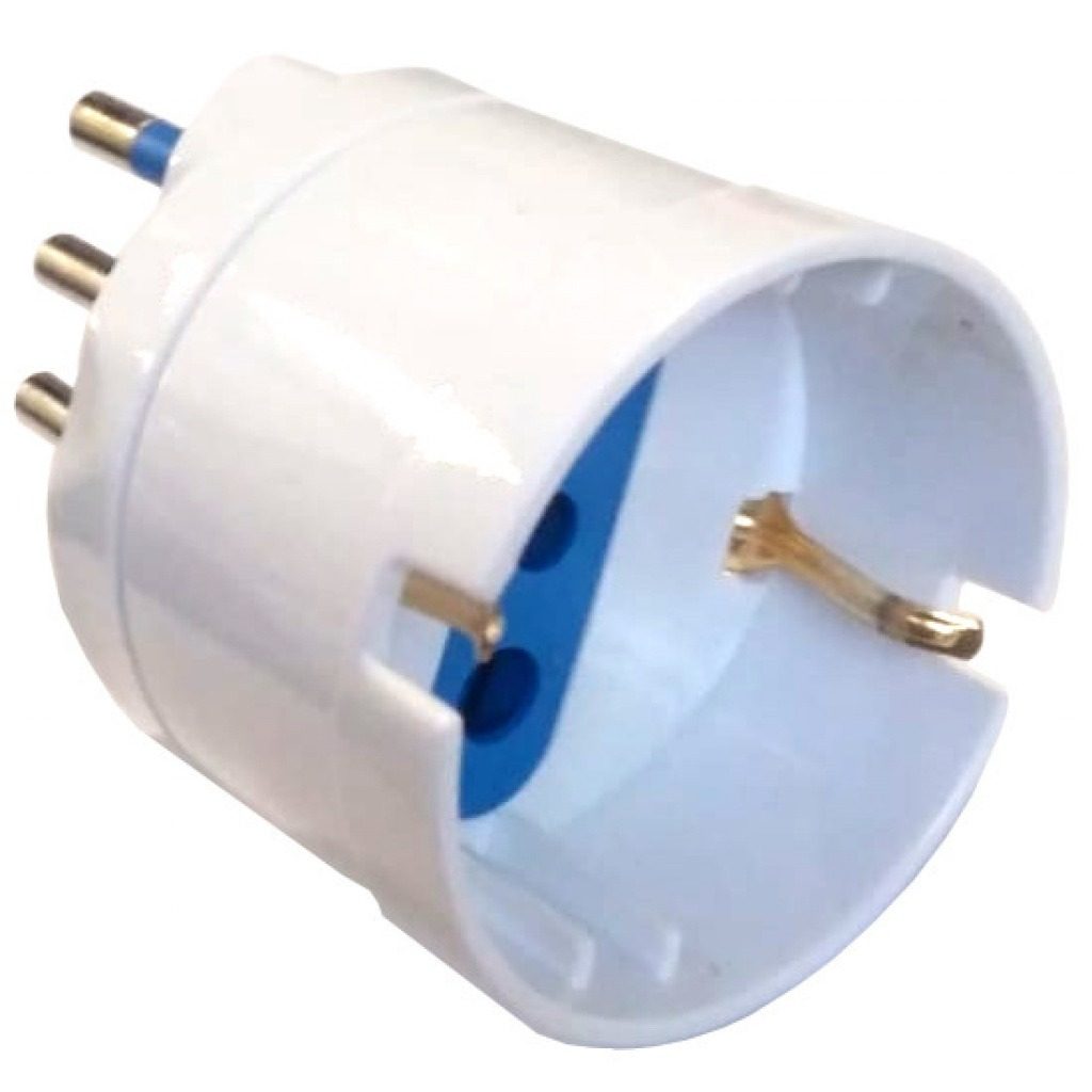 Adaptador Eléctrico 3 En Línea Macho A Schuko Hembra