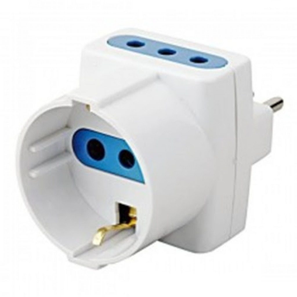 Adaptador Eléctrico 3 En Línea A 2 Modular + Schuko