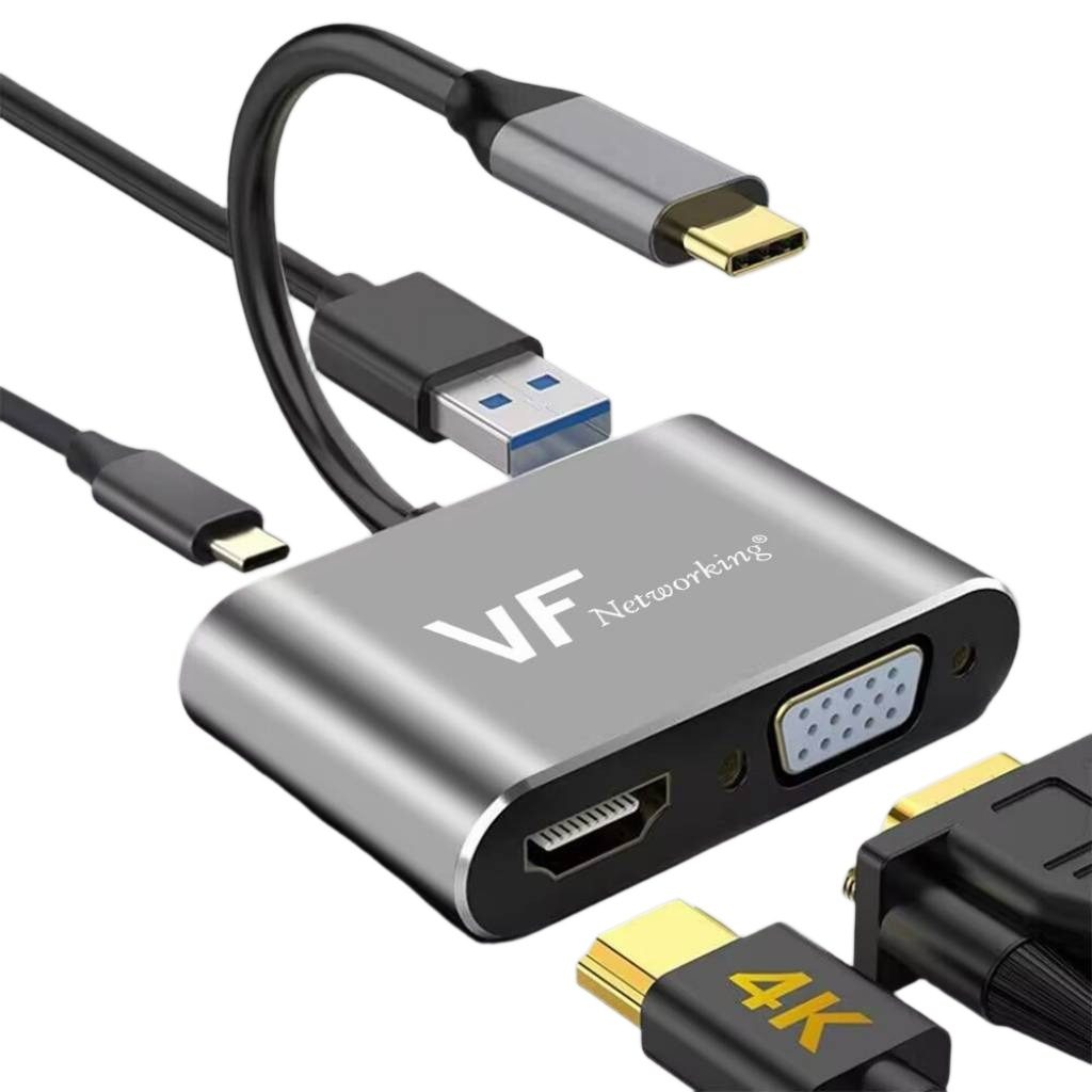 Hub USB-C Con HDMI 4K, VGA, USB 3.0 Y Carga Pd 100W
