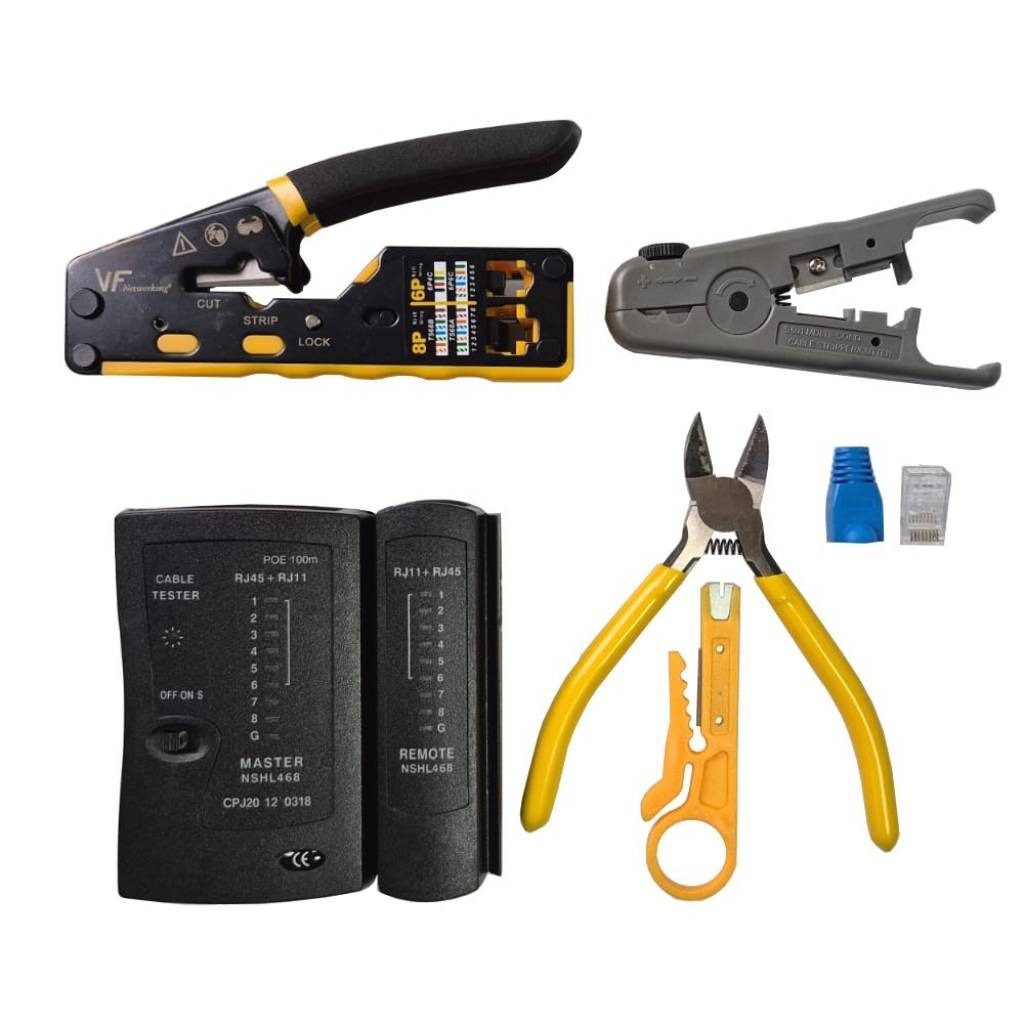 Kit De Herramientas Para Conectores De Red 8 En 1 Con Tester Y Pinzas