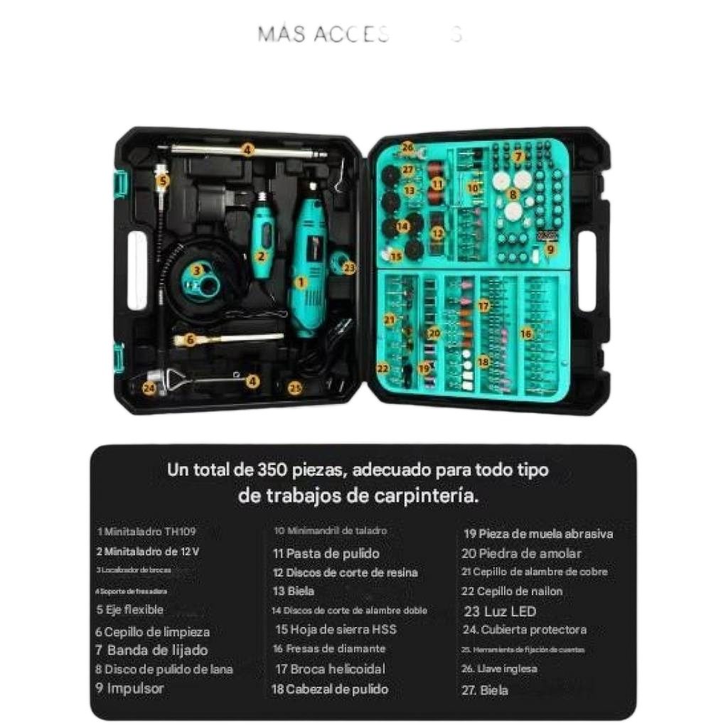 Kit De Herramientas Mini Mandril 220V 212 Piezas