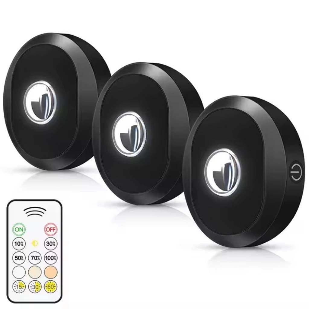 Lámpara LED 3 Luces Con Control Remoto Y Temporizador Negro