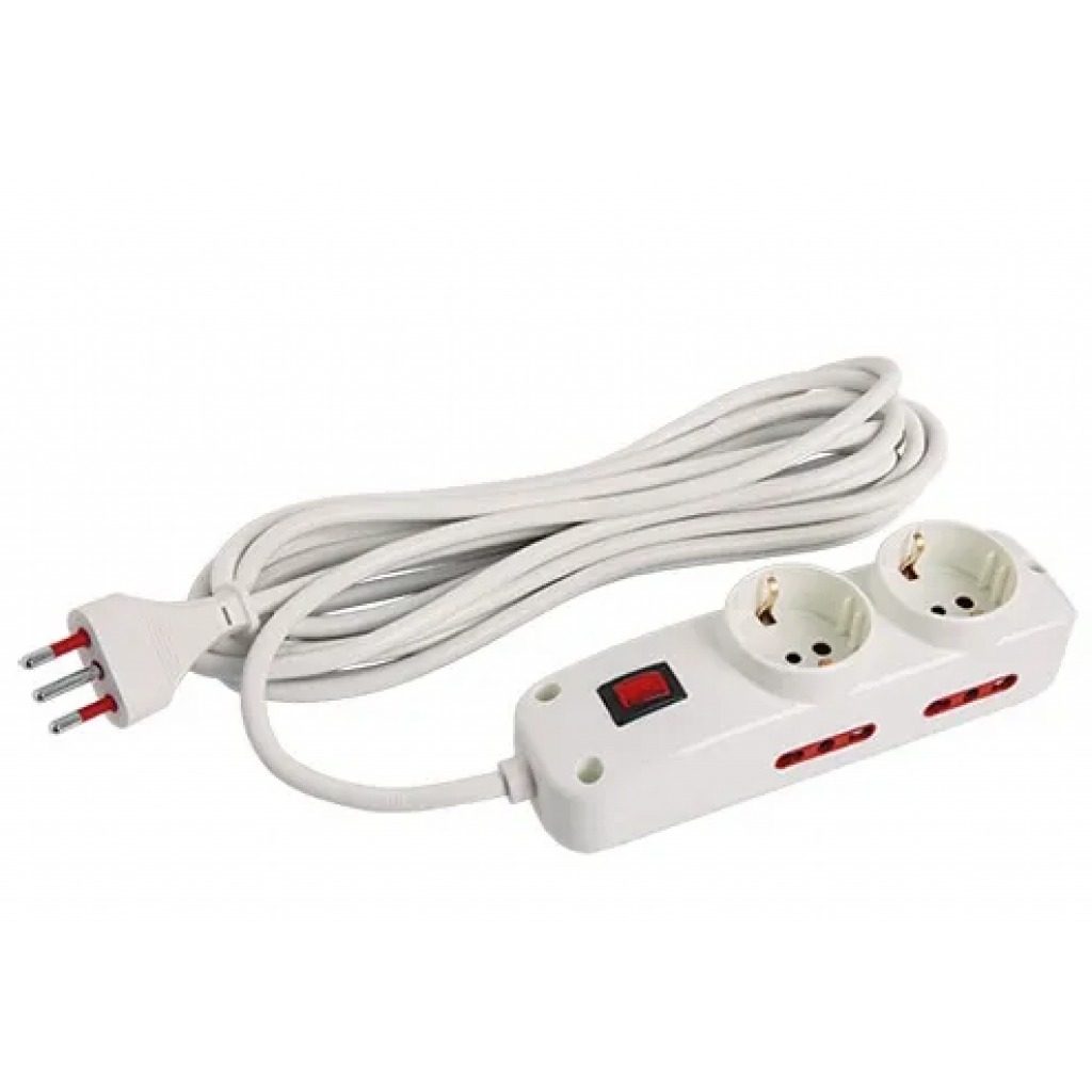 Alargue Eléctrico 2 Schuko Y 4 Tomas Con Cable 5 M