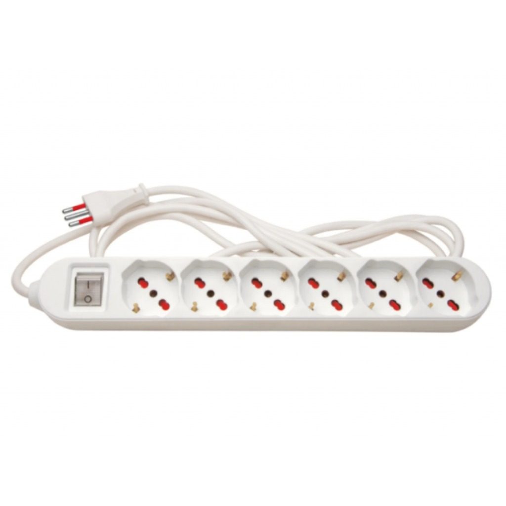 Alargue 6 Tomas Schuko 10 M Ficha 3L Con Interruptor