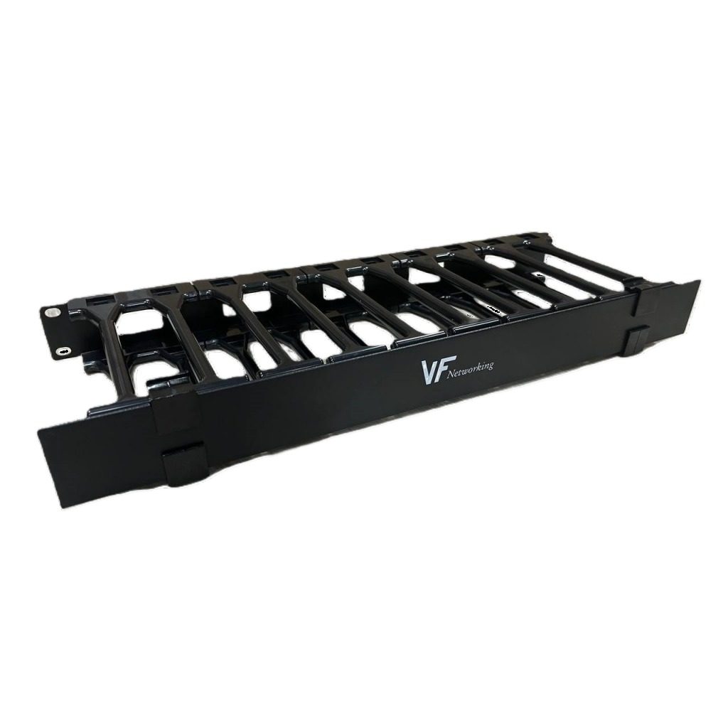Organizador De Cables Vertical 1U Con Tapa Metal Negro