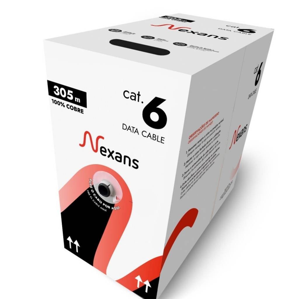 Cable UTP Cat6 Exterior 305m Bobina Cobre Negro