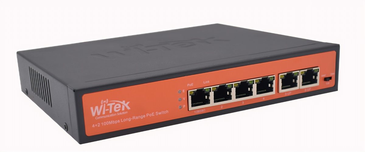 Switch PoE No Administrable 6 Puertos 10/100Mbps (4 PoE + 2 RJ45)