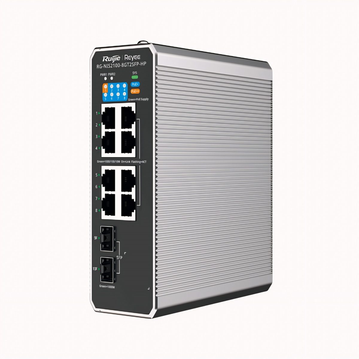 Switch Industrial 10 Puertos Gigabit 8 PoE 2 SFP