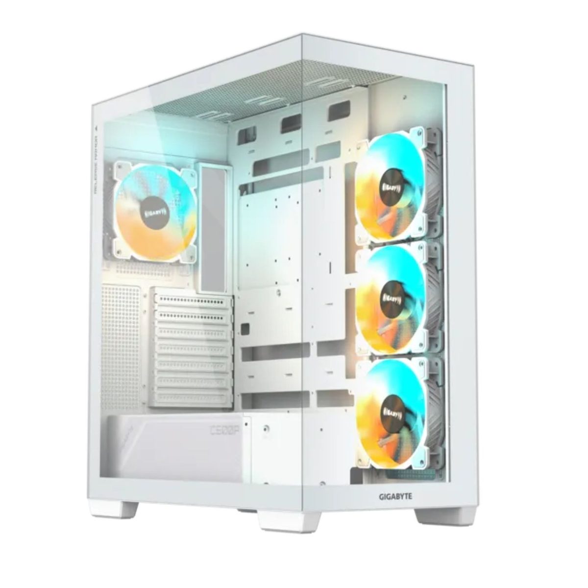 Gabinete Mid Tower Blanco Con Panel De Cristal Templado Y Hub Para Ventilador Argb