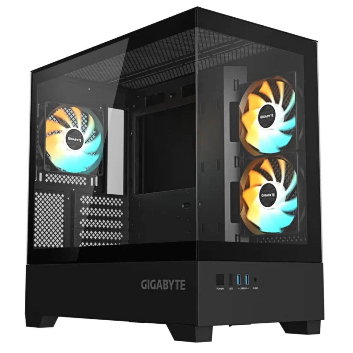 Gabinete Mid Tower Negro Con Ventana De Cristal Templado Y 2 USB 3.0